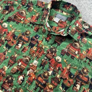 High Seas Trading Co Shirt Mens L Christmas Party Animals Hawaiian Green USA New